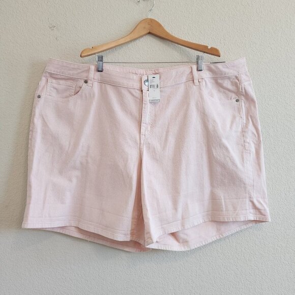 Lane Bryant Girlfriend Short Stretchy Zipper Fly Blush Pink Modest Shorts 28 NWT - Picture 2 of 12